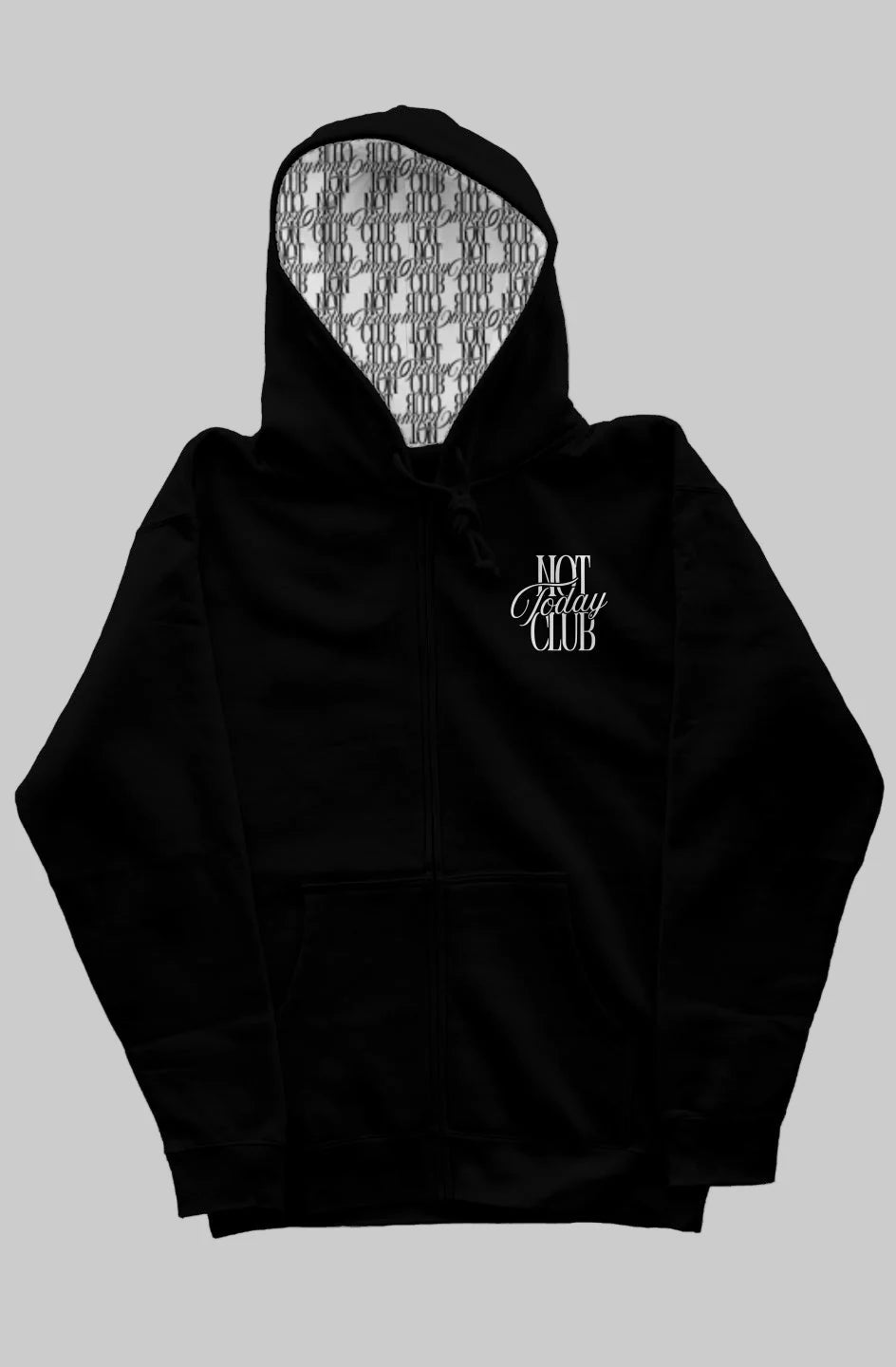 Not Today Club Premium Zip-Up Hoodie | Reverse Hood Detailing | Unisex Heavyweight