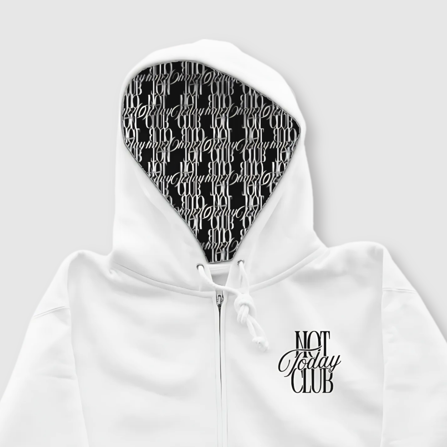 Not Today Club Premium Zip-Up Hoodie | Reverse Hood Detailing | Unisex Heavyweight